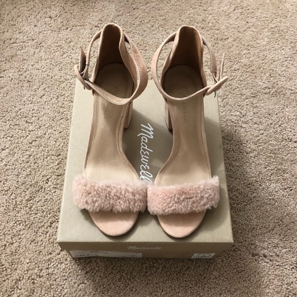 NIB Madewell Shearling/Suede Block Heel Sandal - Picture 2 of 8